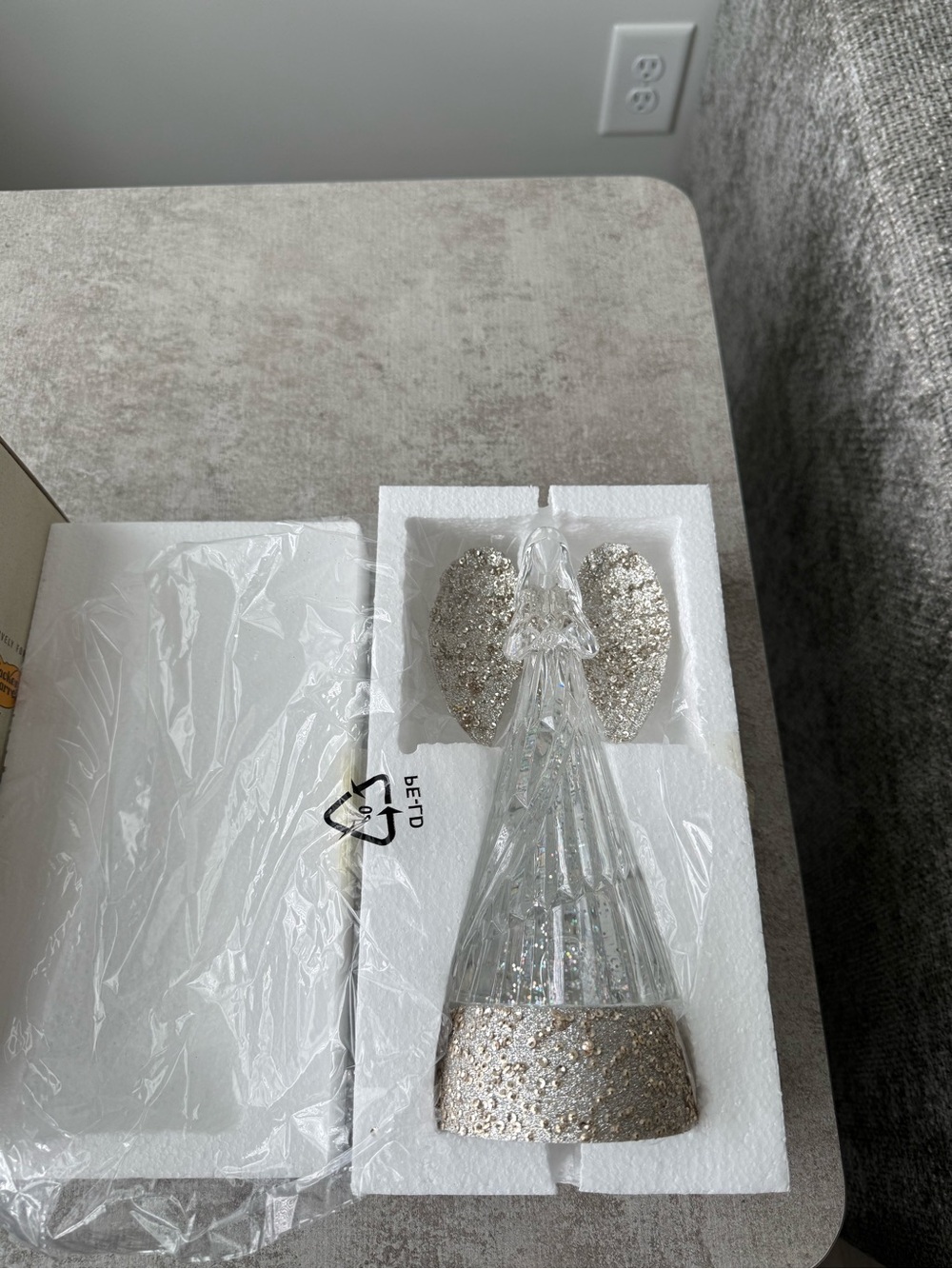 Cracker Barrel Clear and Silver Sequin Glass Angel Holiday Decor - Picture 6 of 8